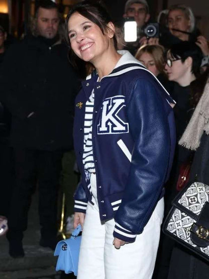Virginie Ledoyen Blue Varsity Jacket - back view