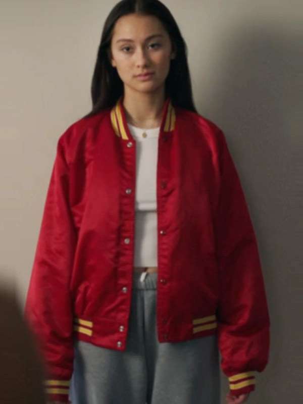 Lola Tung the Summer I Turned Pretty Red Varsity Jacket - back view