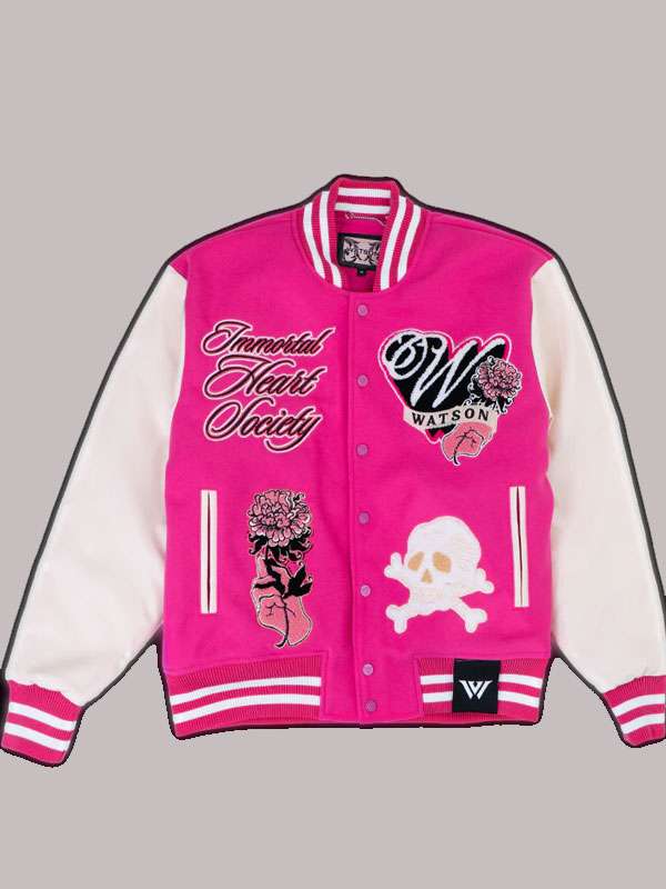 Immortal Heart Society Pink Varsity - back view