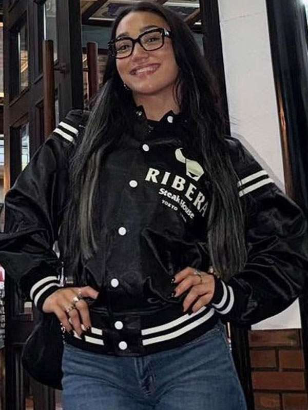 WWE Roxanne Perez Black Varsity Jacket - back view