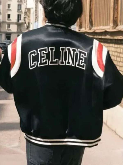 Kim Tae Hyung Black Varsity Jacket - back view