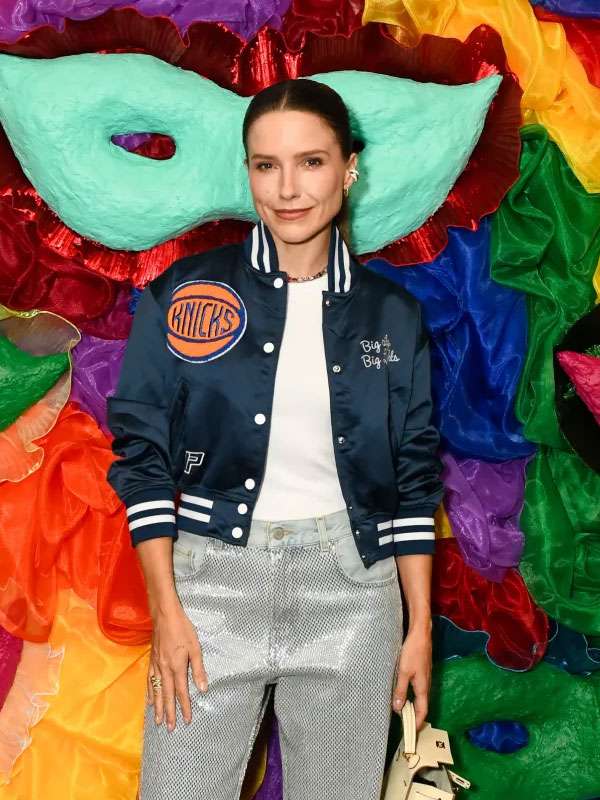 Sophia Bush Vintage Knicks Varsity Jacket - side view