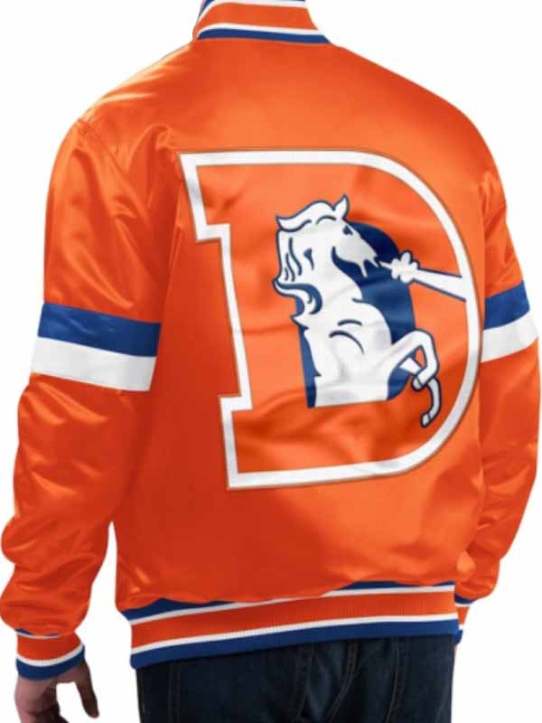 Denver Broncos Orange Varsity Jacket - back view