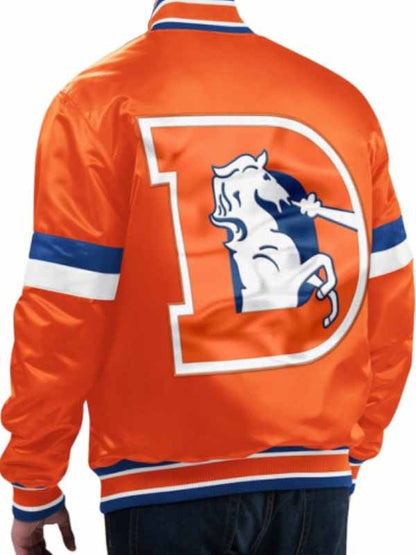 Denver Broncos Orange Varsity Jacket - back view