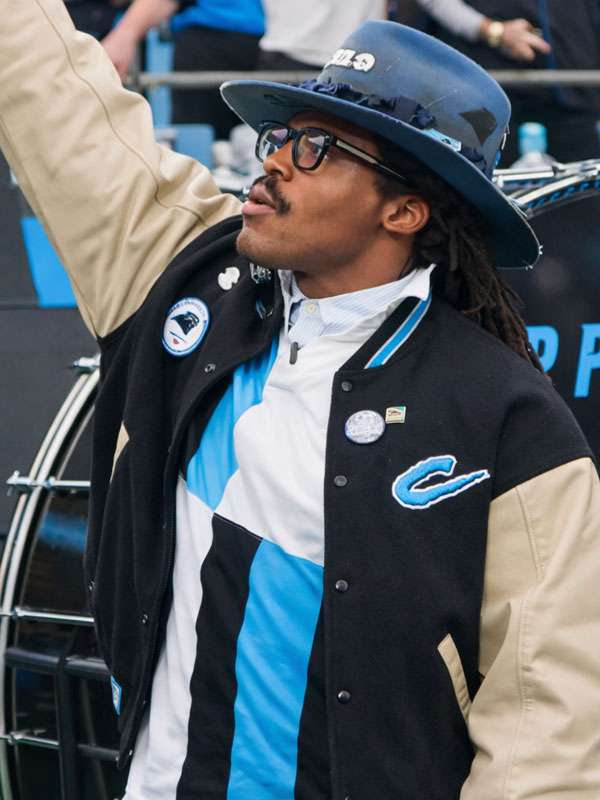 Carolina Panthers Cam Newton Varsity Jacket - side view