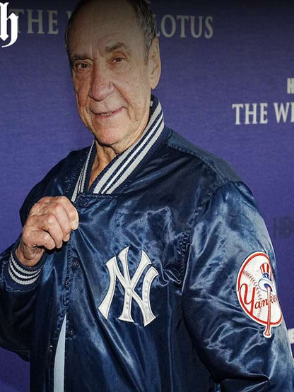 F Murray Abraham the White Lotus S02 Blue Varsity Jacket - side view