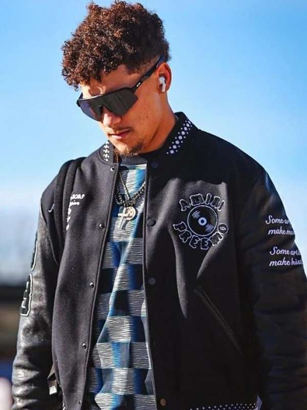 Patrick Mahome Black Amiri Varsity Jacket