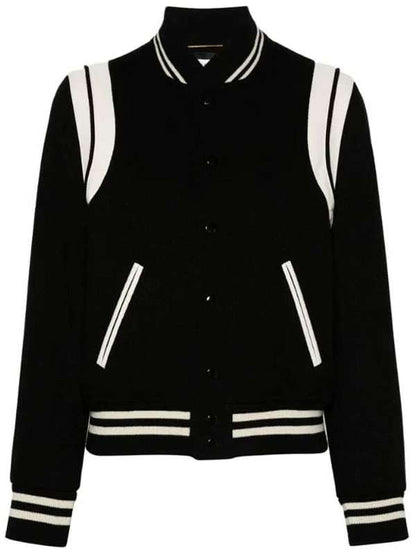 Jessica Taylor Owning Manhattan Black Varsity Jacket - back view
