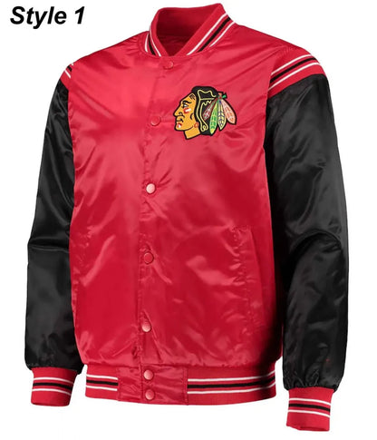 Chicago Blackhawks Black and Red Varsity Jacket