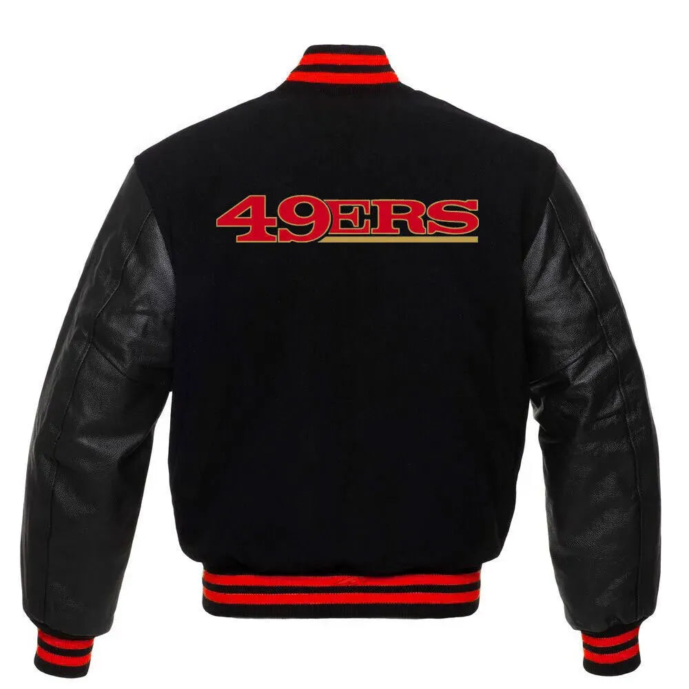 San Francisco 49ers NFL Letterman Black Jacket - detail view
