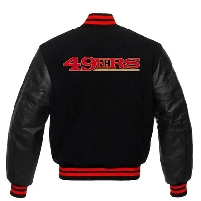 San Francisco 49ers NFL Letterman Black Jacket - detail view