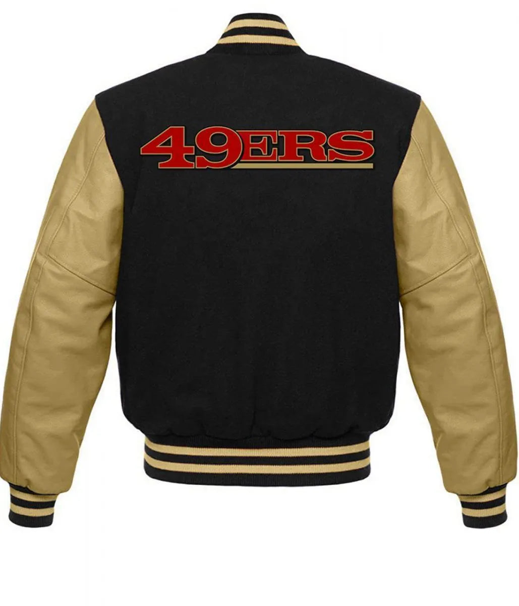 San Francisco 49ers NFL Letterman Black Jacket - side view