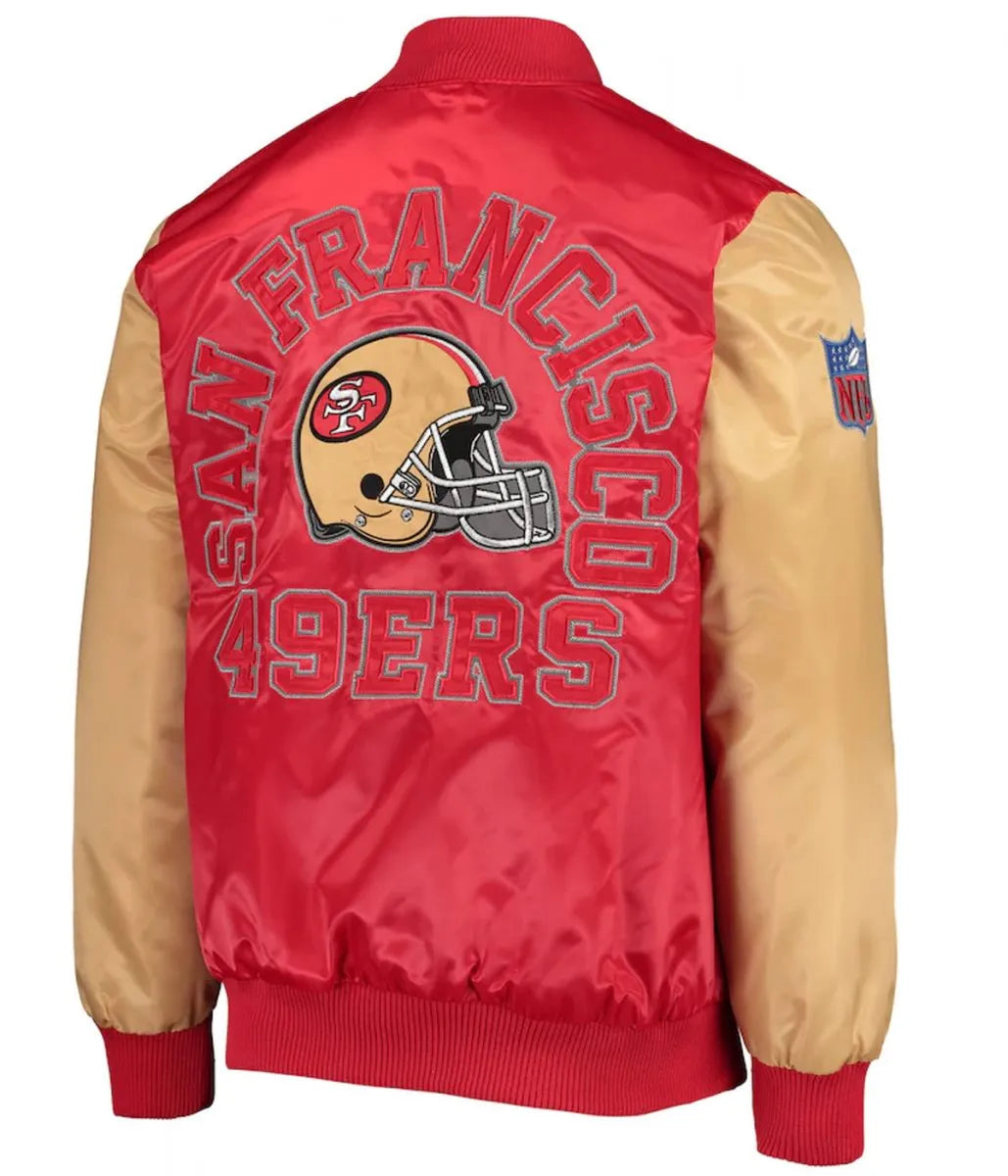 San Francisco 49ers Satin Red and Gold Jacket - back view