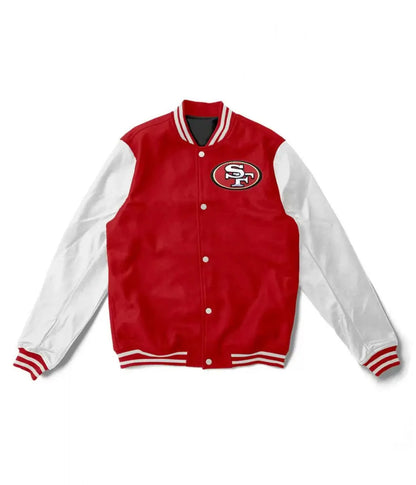 San Francisco 49ers Red and White Wool Varsity Jacket