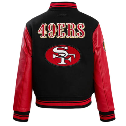 San Francisco 49ers Retro Classic Rib Wool Varsity Jacket - back view