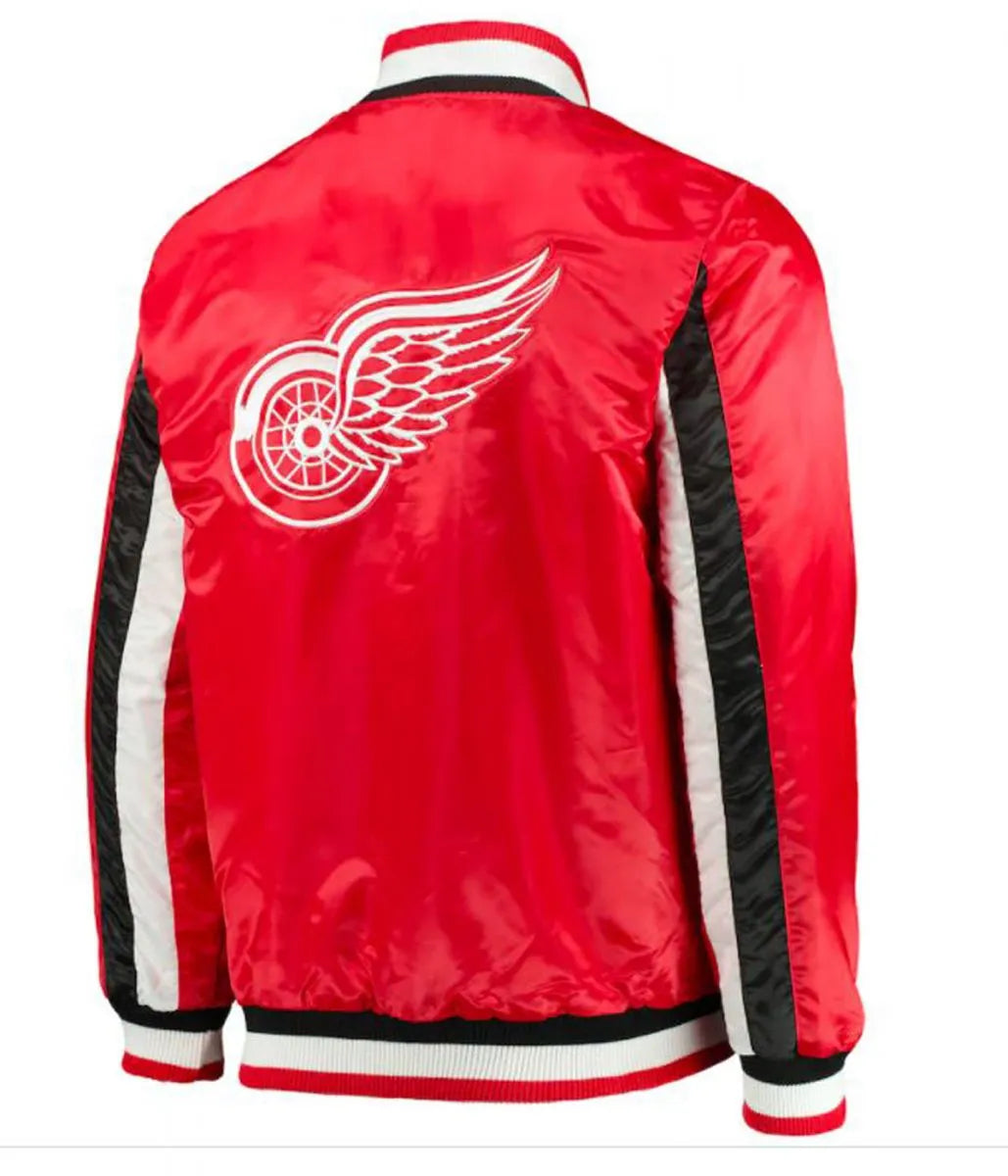Detroit Red Wings Starter Red Satin Jacket - detail view