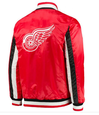 Detroit Red Wings Starter Red Satin Jacket - detail view