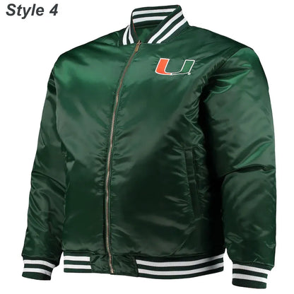 Miami Hurricanes Canes the Rookie Varsity Satin Jacket - detail view