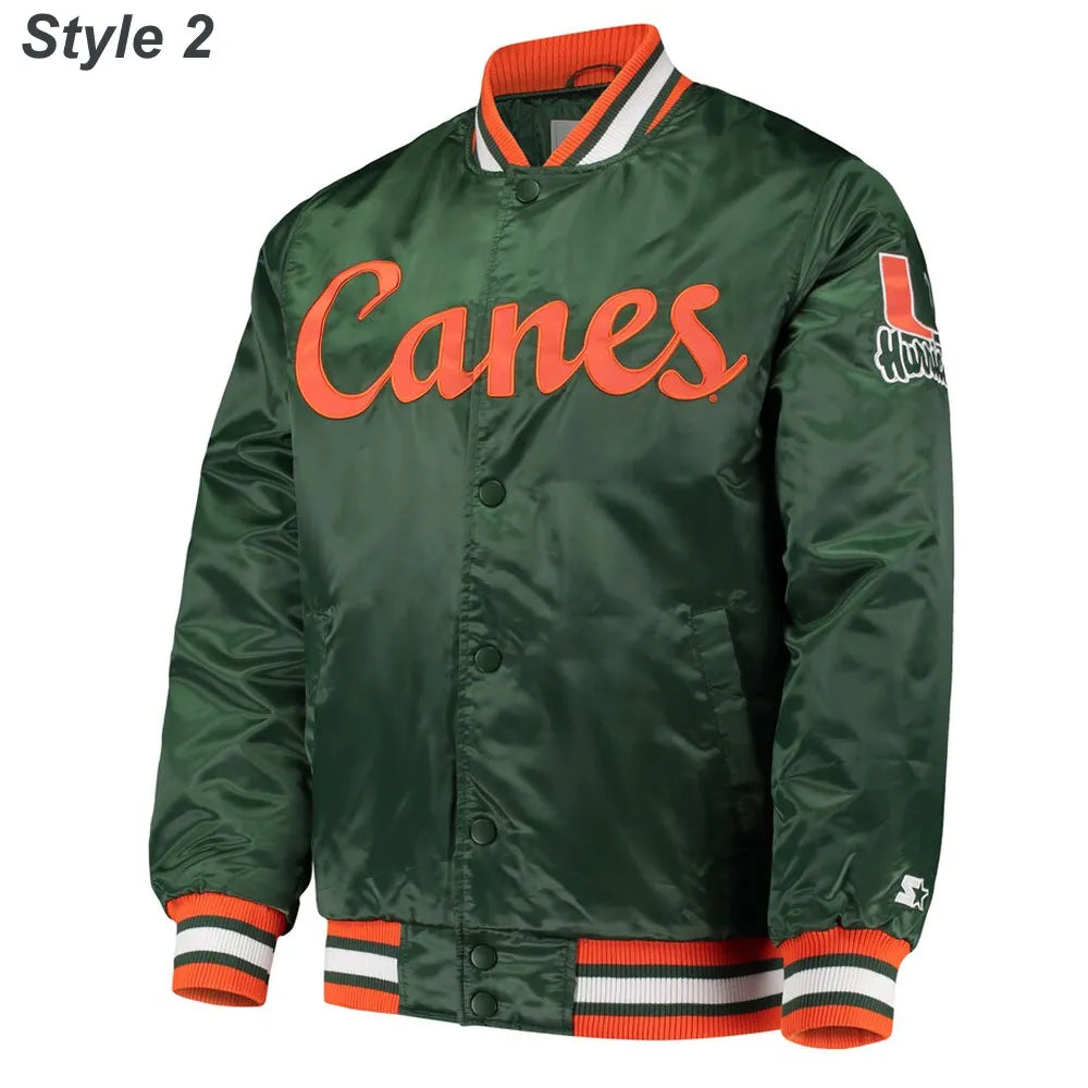 Miami Hurricanes Canes the Rookie Varsity Satin Jacket - back view