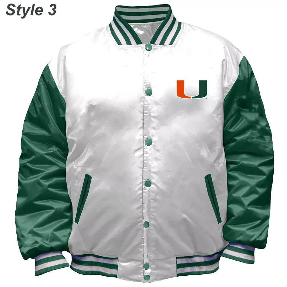 Miami Hurricanes Canes the Rookie Varsity Satin Jacket - side view