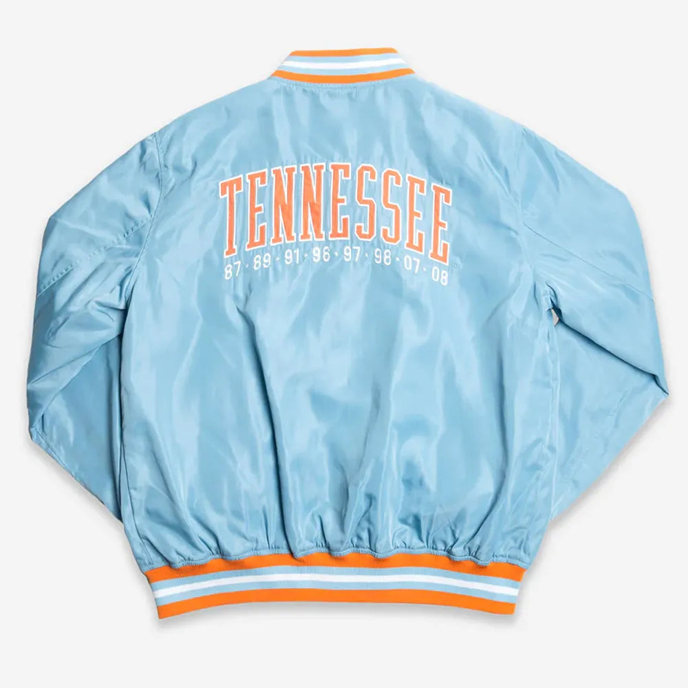 Tennessee Lady Vols Championship Light Blue Satin Jacket - back view