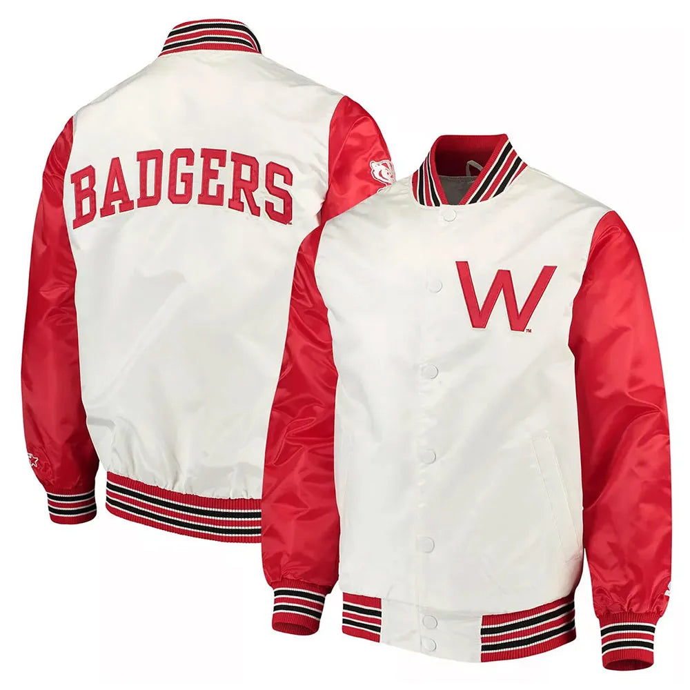 The Rookie Wisconsin Badgers White Satin Jacket - side view