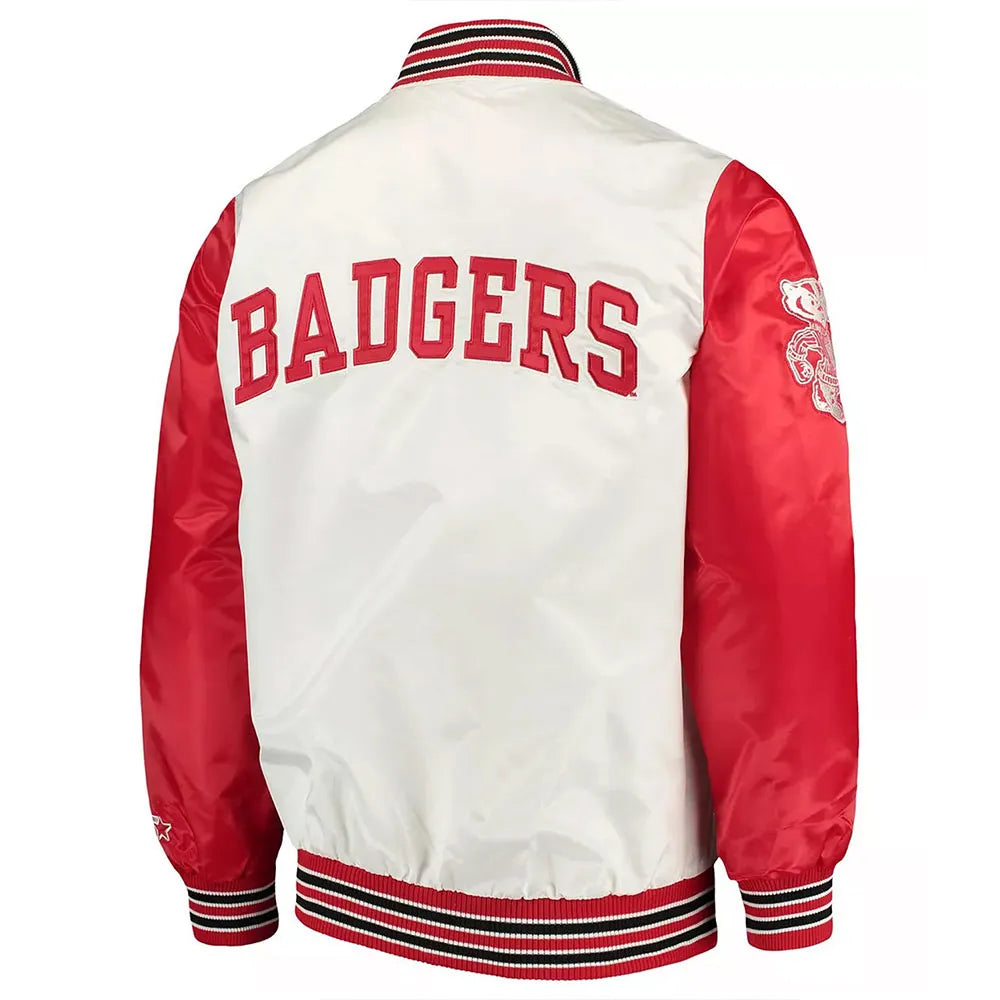 The Rookie Wisconsin Badgers White Satin Jacket - back view