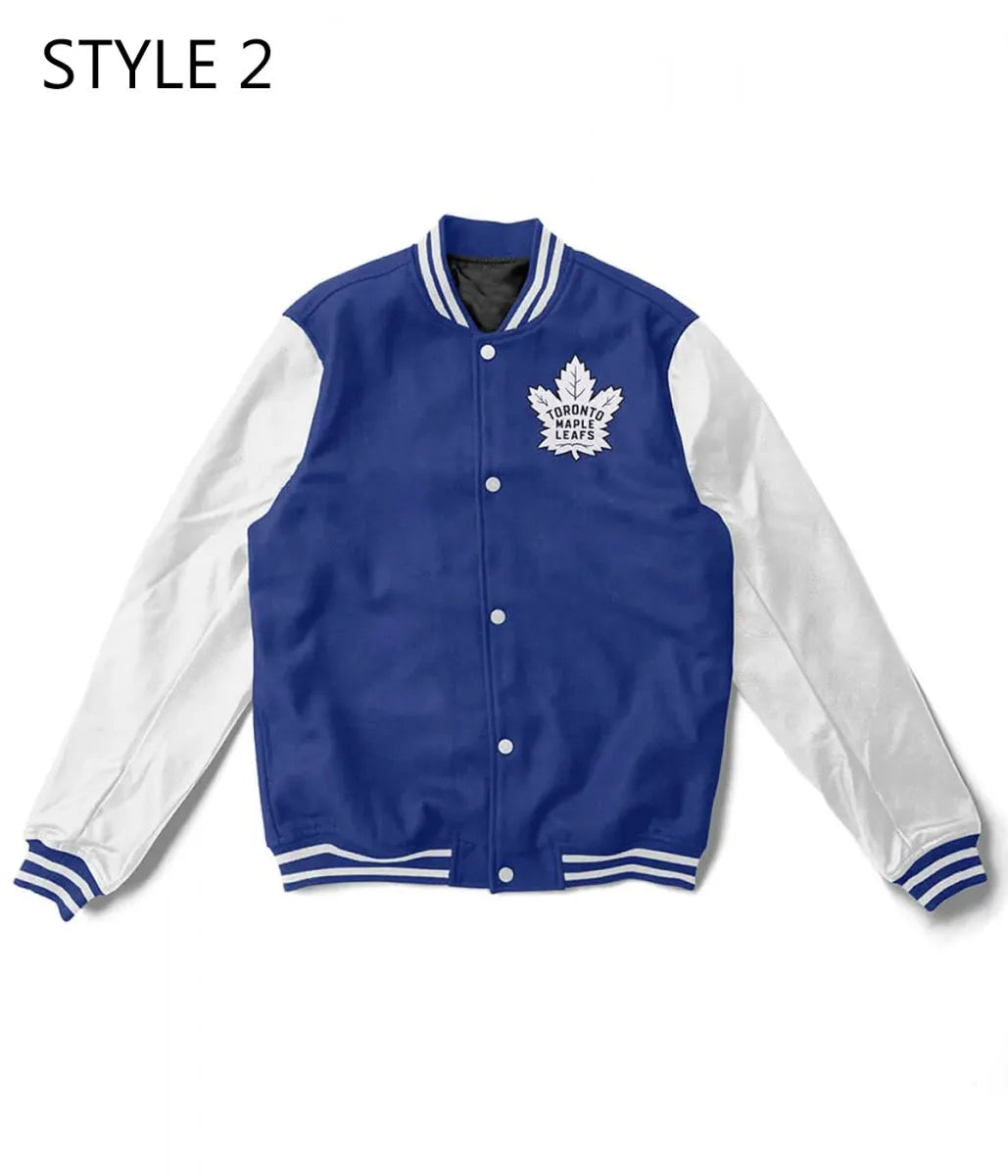 Toronto Maple Leafs NHL Letterman Blue and White Jacket - back view