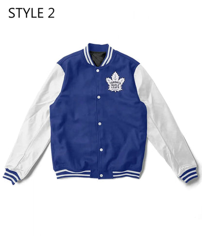 Toronto Maple Leafs NHL Letterman Blue and White Jacket - back view